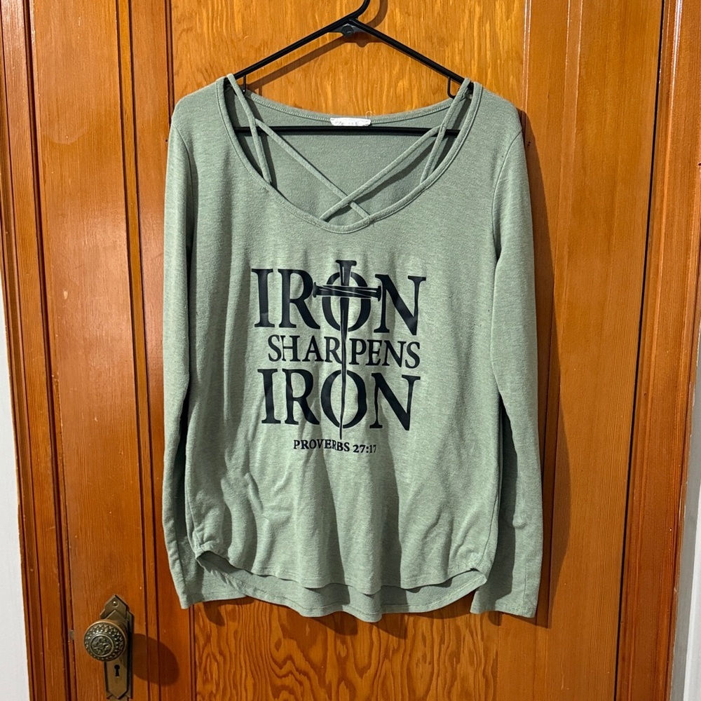 First Love Olive Long Sleeve Top with Inspirational Print